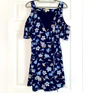 Blue Floral Wrap Dress